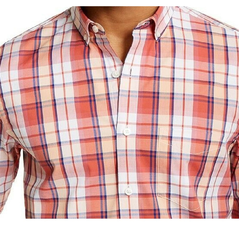 Club Room Men's Simon Stretch Plaid Shirt Red Combo Size Extra Large