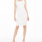 Kasper Women's Ribbed Metallic Sheath Dress White Size 10
