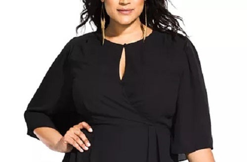 City Chic Women's Trendy Plus Size Jolie Wrap Dress Black Size 22W