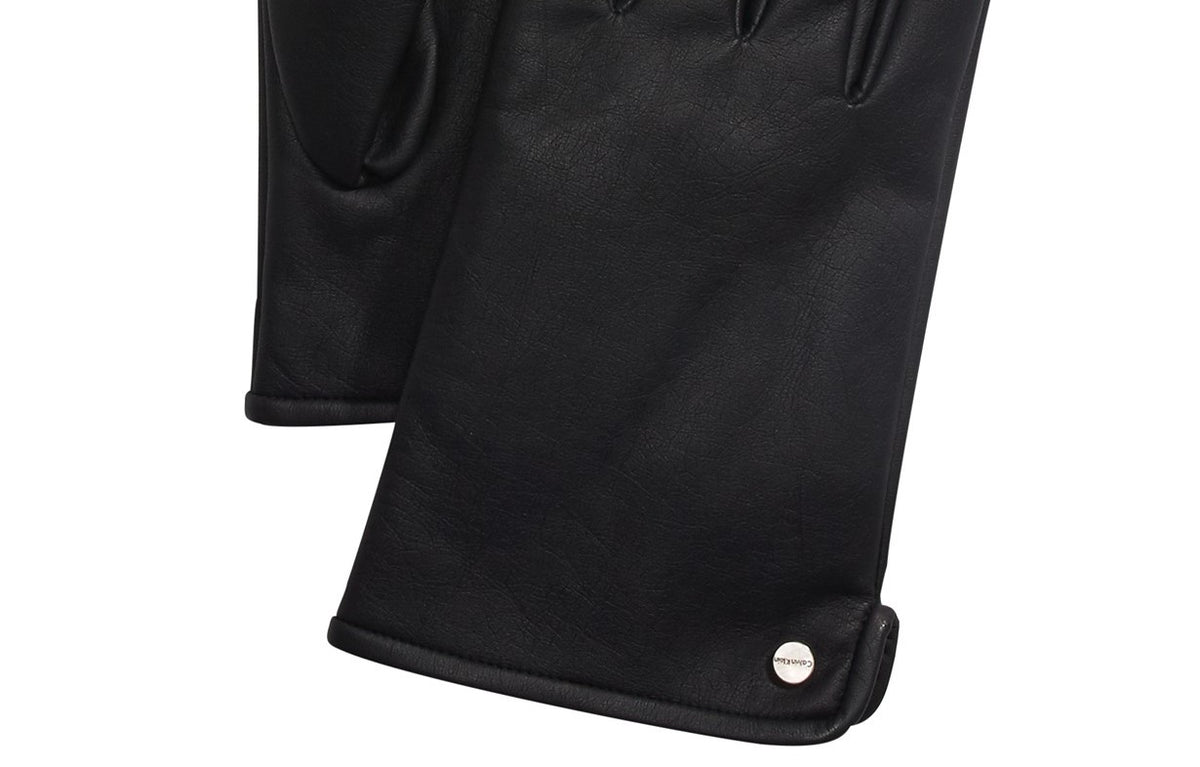 Calvin Klein Men's Faux-Leather Touch-Screen Gloves Black Size Large