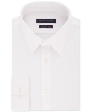 Tommy Hilfiger Men's Athletic Fit Performance Stretch Th Flex Collar Solid Dress Shirt White Size 34-35