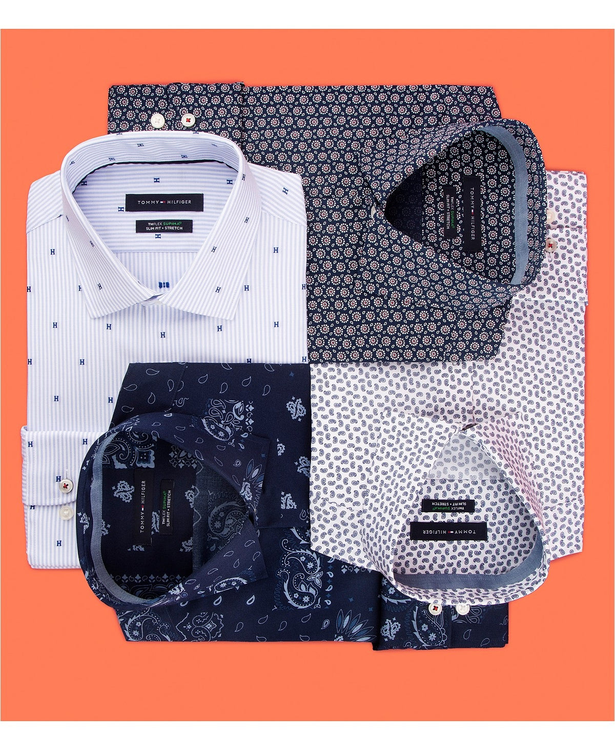 Tommy Hilfiger Men's Performance Stretch Print Dress Shirt - Size 17.5x36-37