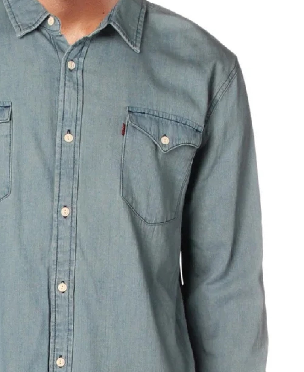 Levi's Men's Matthew New Western Denim Shirt Blue Size Small