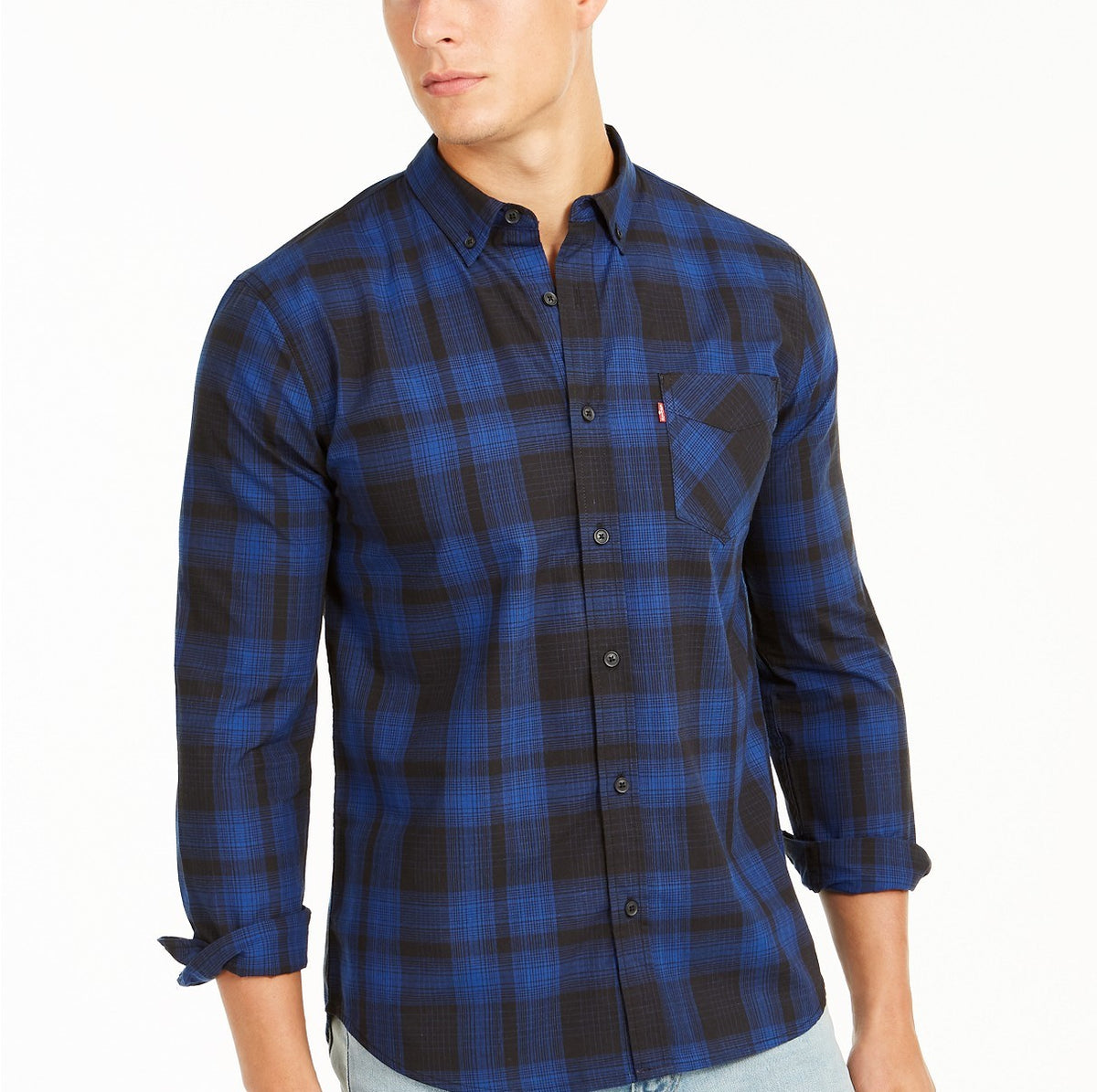 Levi's Men's Chama Plaid Shirt Gray Size Large