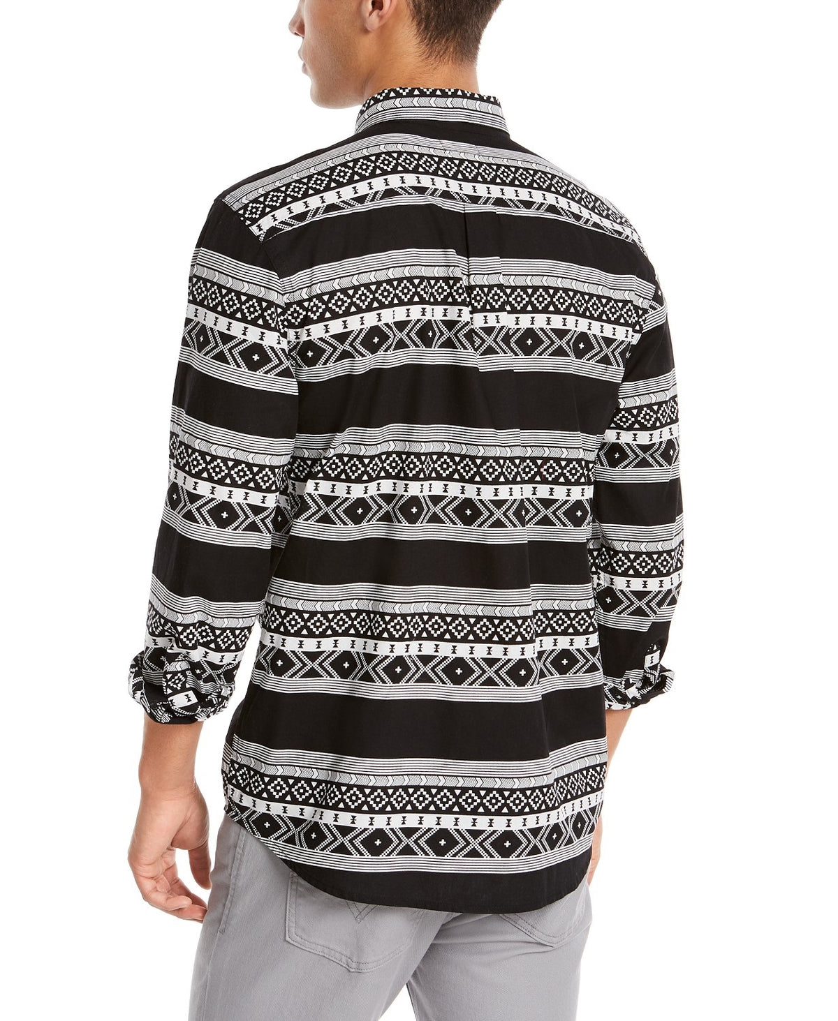 Levi's Men's Norte Regular-Fit Geo-Stripe Shirt Black Size Large