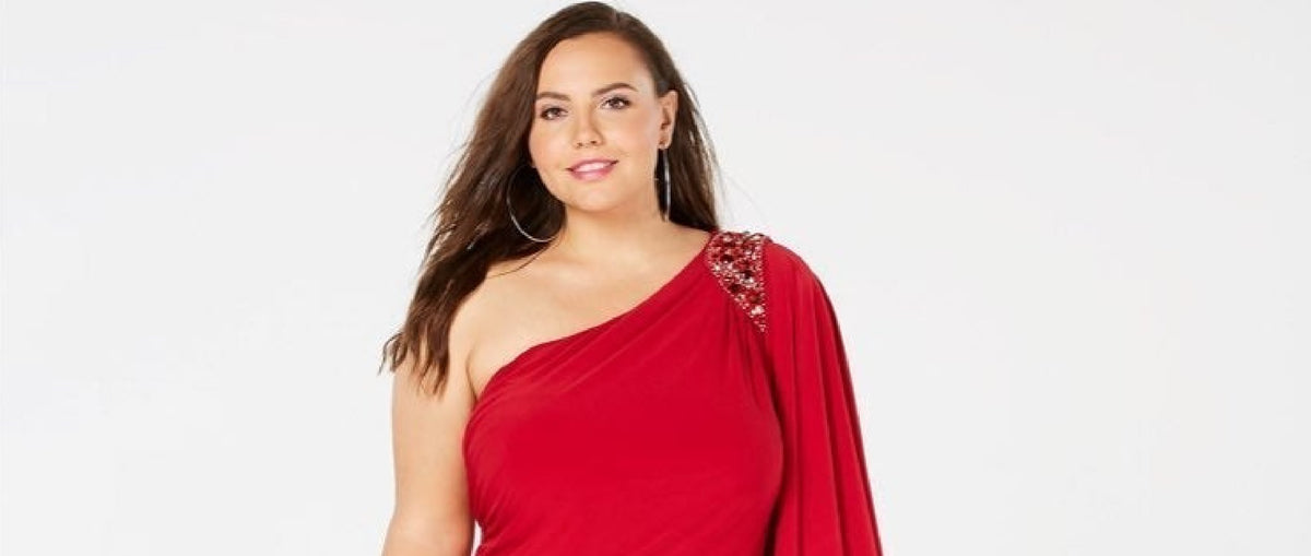 Morgan & Company Women's Plus Size One-Shouldered Dress Red Size 18W