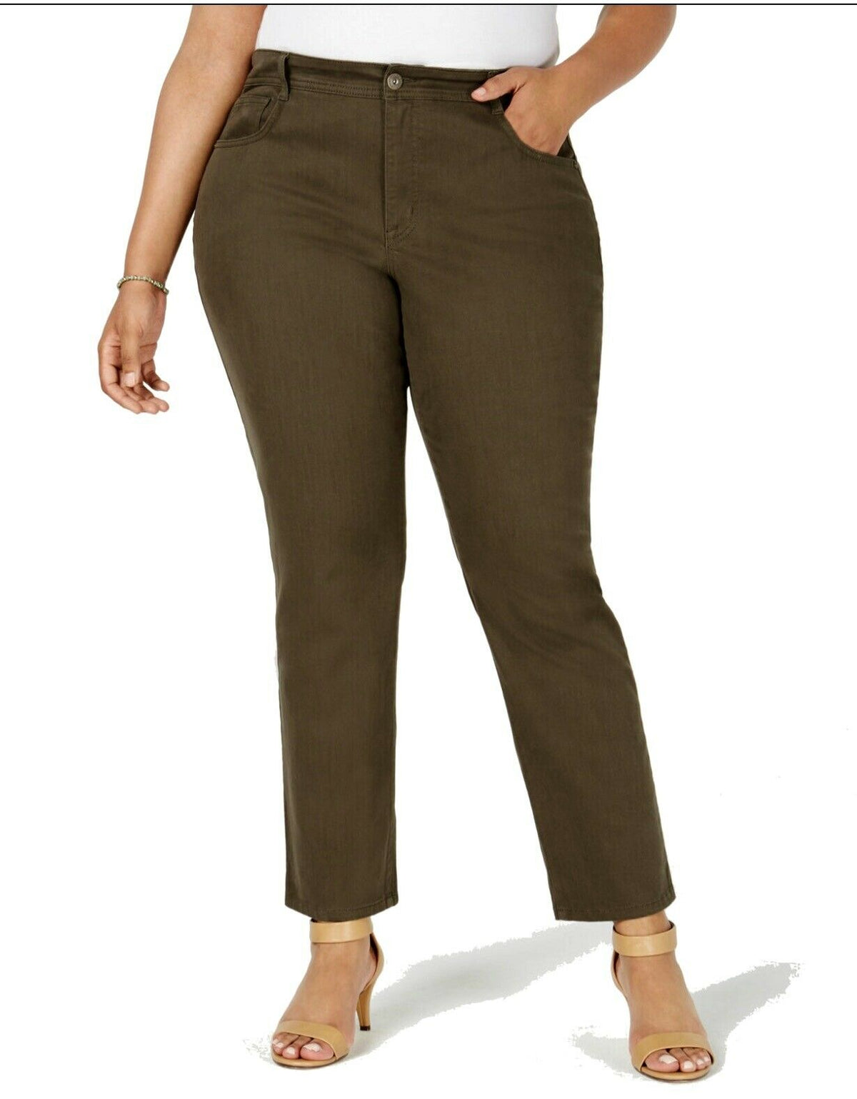 Style & Co Women's Plus & Petite Plus Size Tummy-Control Slim-LegGreen Size 20