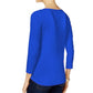 Charter Club Women's Pima Cotton Boat-Neck Button-Shoulder Top Blue Size 2 Extra Large