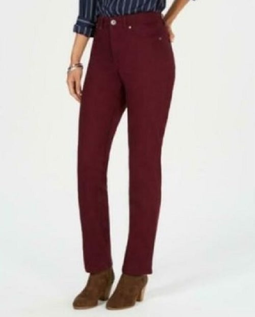 Style & Co Women's Tummy-Control Straight-Leg Fashion Jeans Red Size 6