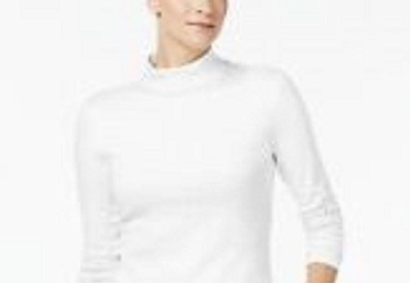 Charter Club Women's Cotton Mock-Neck Top White Size XX-Large