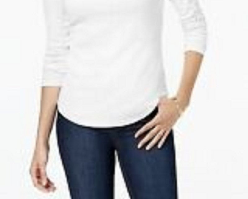Charter Club Women's Cotton Mock-Neck Top White Size XX-Large