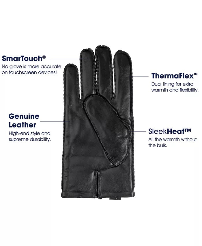 Isotoner Signature Men's Thermaflex Leather Gloves Black Size Extra Large