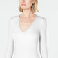 INC International Concepts Women's Petite V-Neck Top White Size Petite Small
