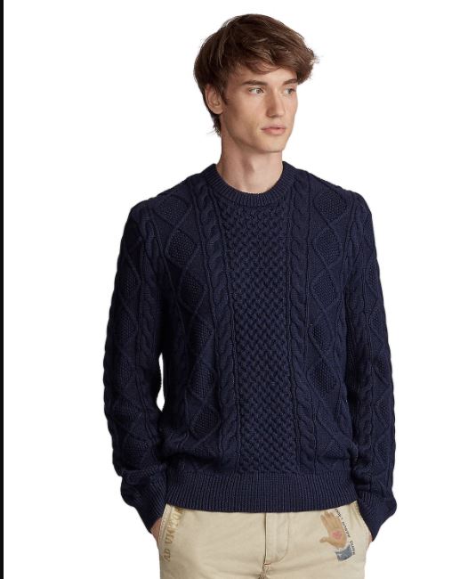Ralph Lauren Men's Cotton Long Sleeve Sweater Navy Size Large