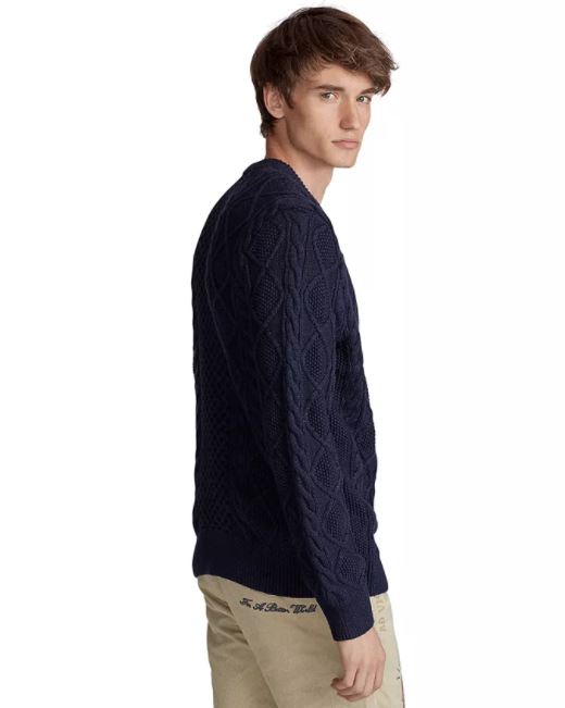 Ralph Lauren Men's Cotton Long Sleeve Sweater Navy Size Large