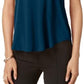 Alfani Women's Petite Satin-Trim High-Low T-Shirt Green Size Petite
