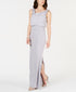 adrianna-papell-womens-blouson-cowlneck-gown-silver-size-7