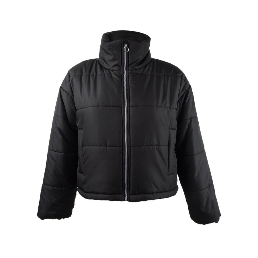 Celebrity Pink Juniors' Cropped Puffer Coat Black Size Extra Large