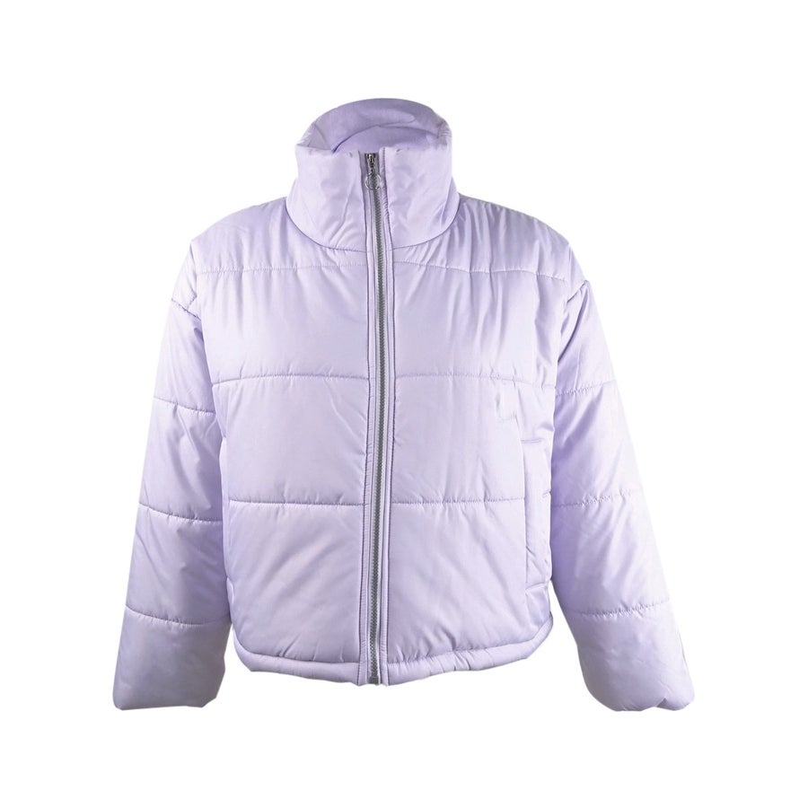 Celebrity Pink Juniors' Cropped Puffer Coat Lila Size Extra Large