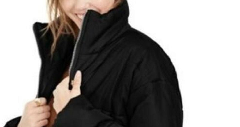 Celebrity Pink Juniors' Cropped Puffer Coat Black Size Small