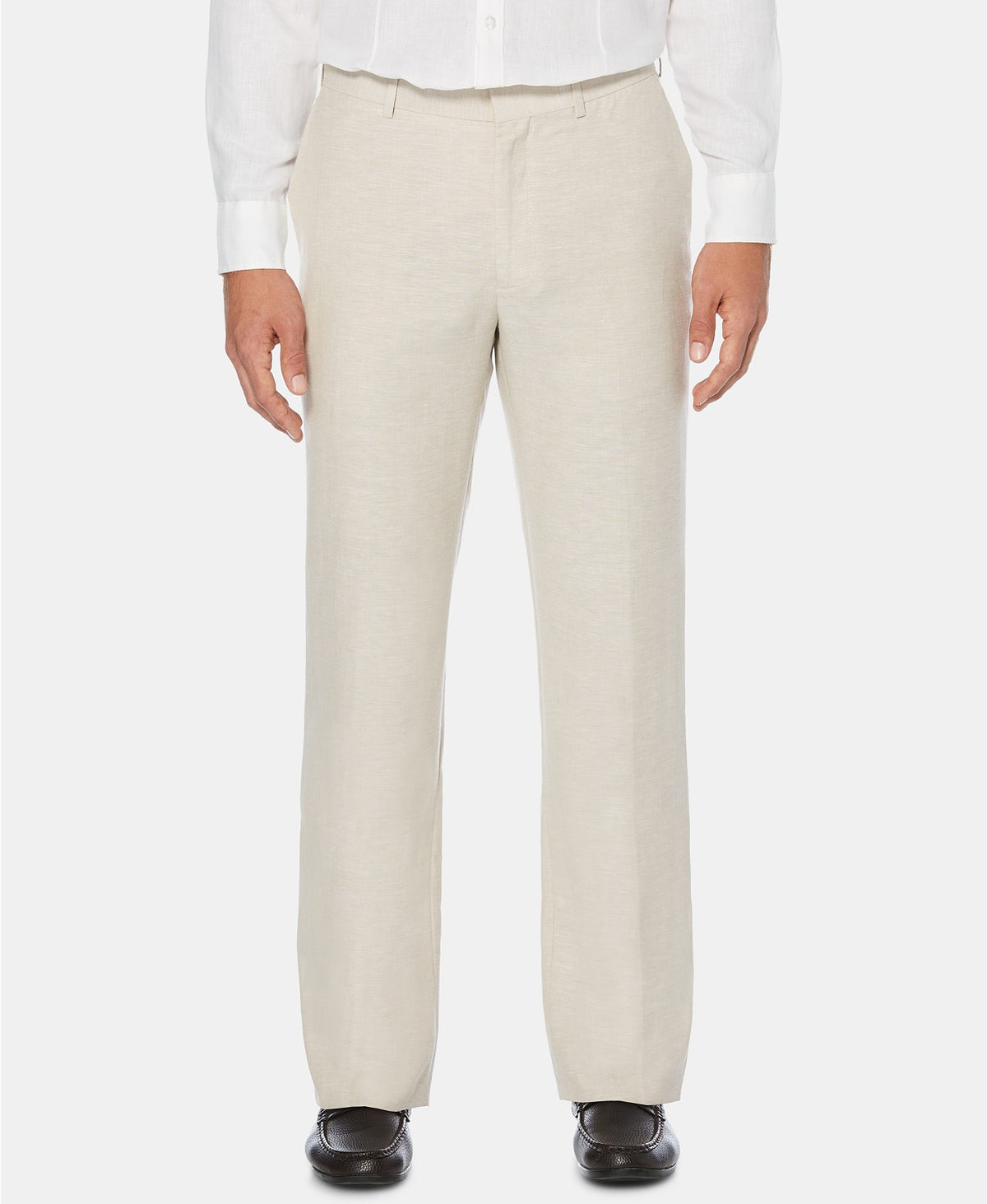 Cubavera Men's Flat Front Textured Linen Pants Dark Beige Size 46X30