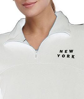 DKNY Women's Sport Half-Zip Logo Dress White Size Large