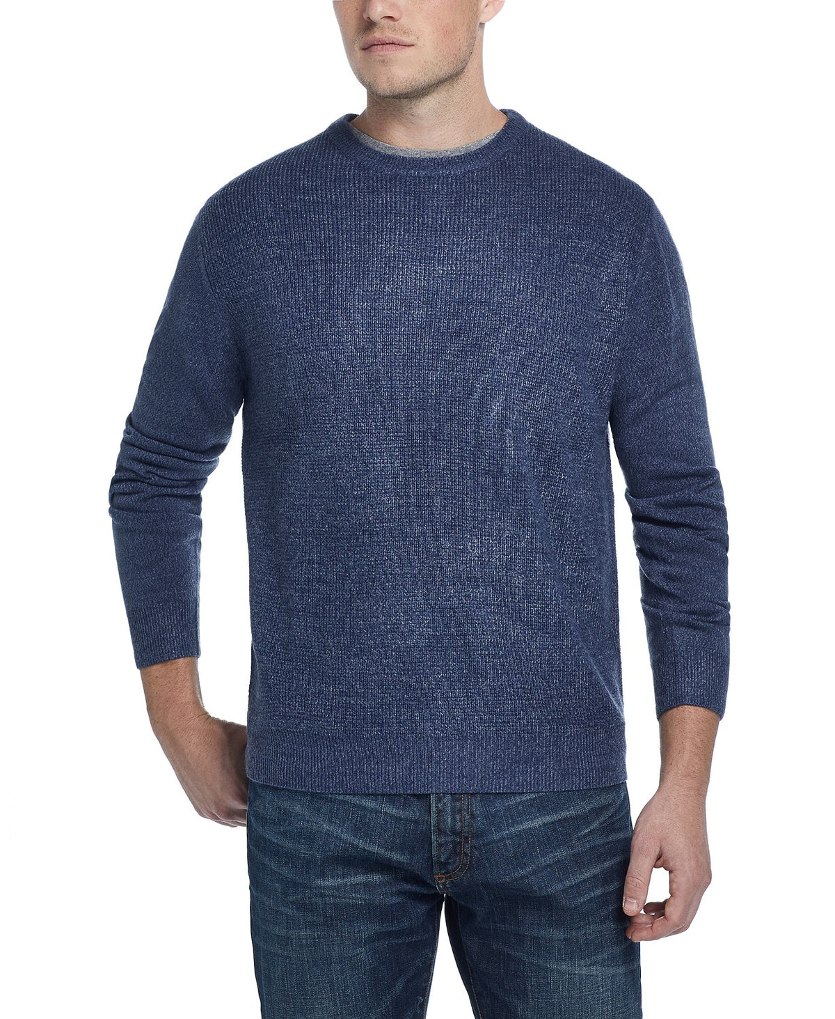 Weatherproof Men's Waffle Knit Sweater Demim Marl Size 2 Extra Large