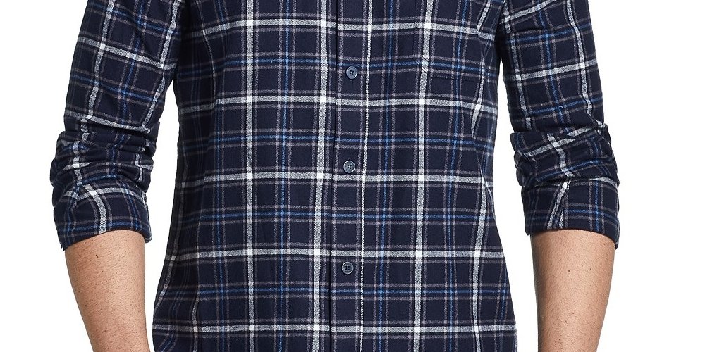 Weatherproof Vintage Men's Brushed Flannel Shirt Navy Size Small