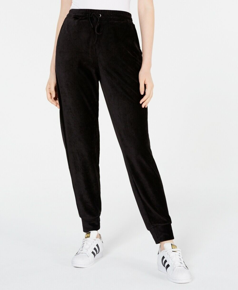 Hippie Rose Juniors' Corduroy Jogger Pants Black Size Medium