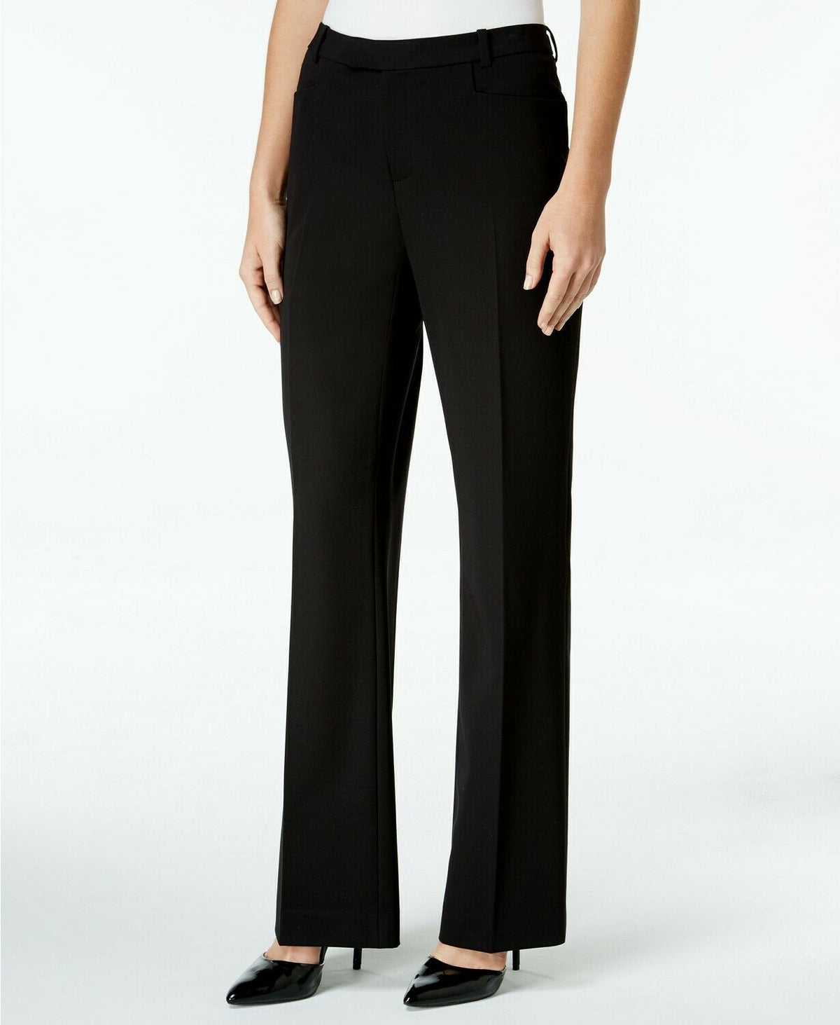 Tommy Hilfiger Women's Modern Straight-Leg Modern Dress Pants Black Size 14