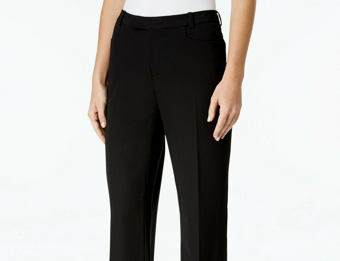 Tommy Hilfiger Women's Modern Straight-Leg Modern Dress Pants Black Size 14