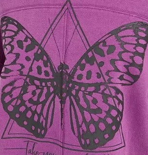 Rebellious One Women's Juniors' Butterfly Graphic Sweatshirt Purple Size Medium