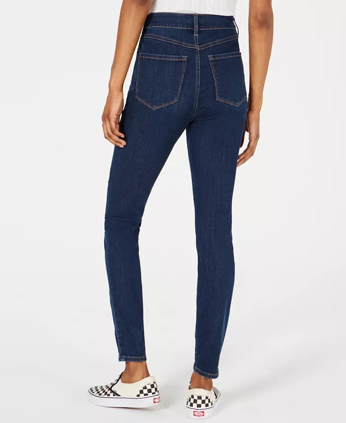 Rewash Juniors' High-Rise Button-Fly Skinny Jeans Blue Size 1