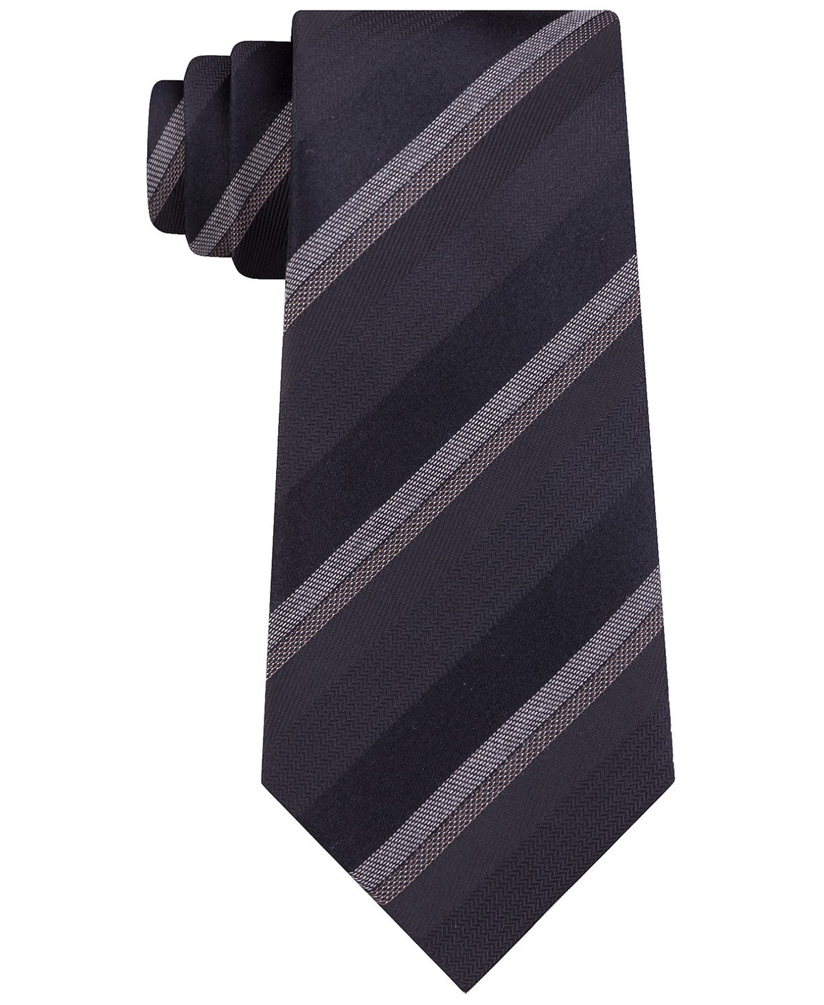 Kenneth Cole Reaction Men's Slim Textured Stripe Tie Black Size Regular