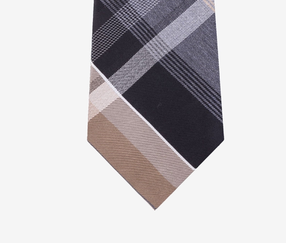 Kenneth Cole Reaction Men's Plazza Slim Plaid Tie Brown Size Regular