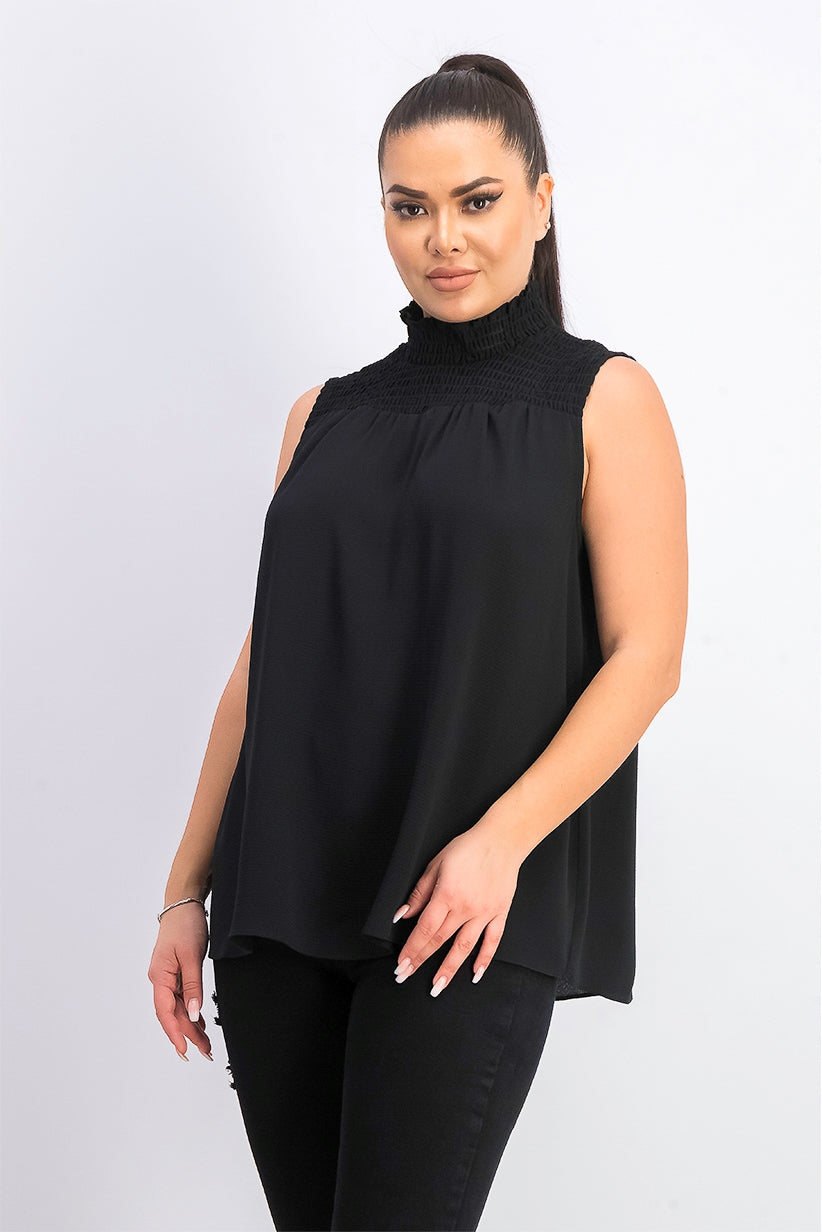 Rachel Rachel Roy Women's Mindi Smocked Mock-Neck Top Black Size Large