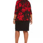 Connected Women's Plus Printed Jacket Dress Red Size Petite Small
