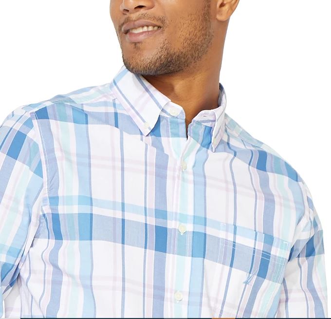 Nautica Men's Blue Sail Plaid Shirt White Size Small
