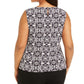 Calvin Klein Women's  Sleeveless Printed Pleat Neck Top Black Size 2X