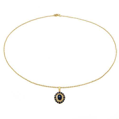 3.02 Carat Genuine Blue Sapphire .925 Sterling Silver Pendant