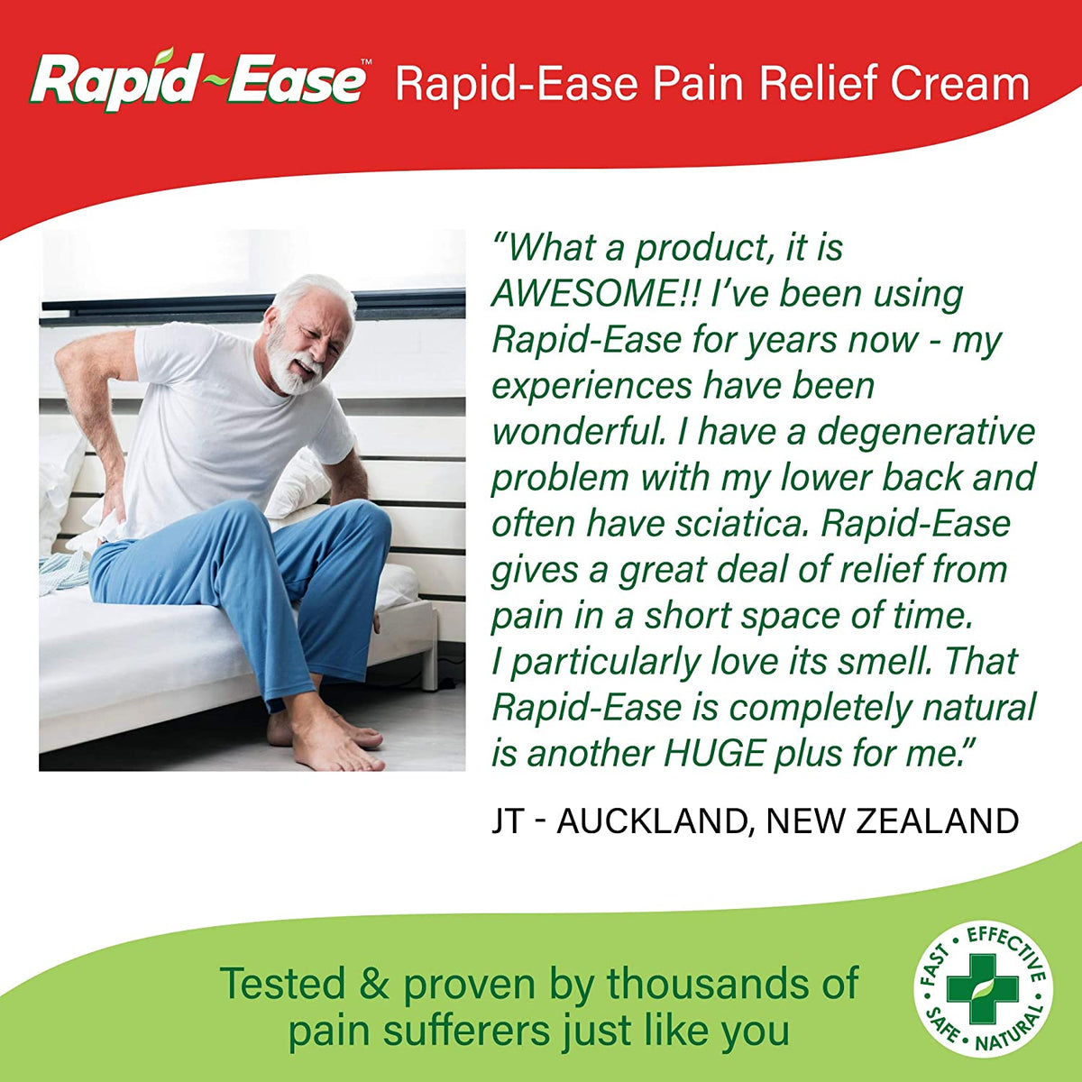 Rapid-Ease Pain Relief Cream - For Sprain, Strains, Muscle 7 Joint Pain - Menthol, Arnica & Comfrey Leaf