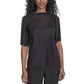 Calvin Klein Womens Mesh Elbow Sleeve High Neck Top