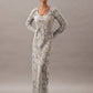 Calvin Klein Women's Gray Multi Print Scoop Neck Long Sleeve Maxi Dress Size 4