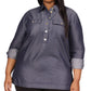 Michael Kors Women's Quarter Button Long Sleeve Indigo Rinse Tunic Top Size L