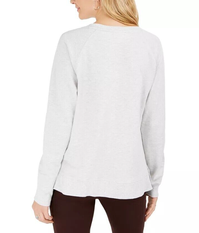 Style & Co Women's Sequin Logo Sweater  Gray Size Medium