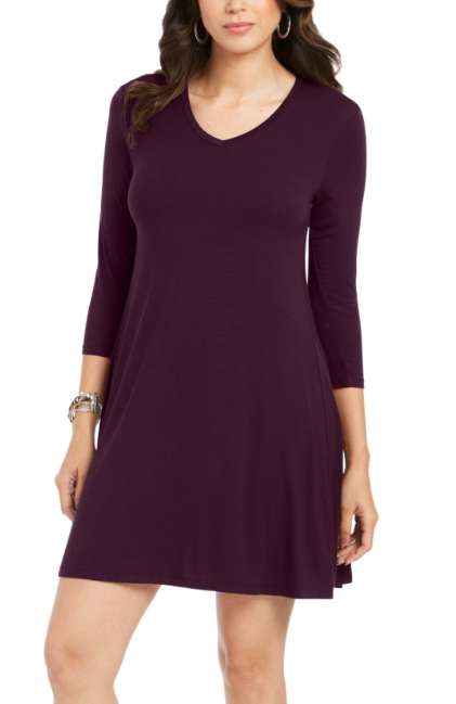 Style & Co Women's  Swing Dress Purple Size Petite L