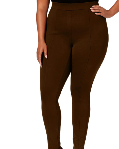 Style & Co Women's Plus Size Seamed Ponte Leggings Brown Size 16W