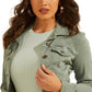 GUESS Women's Button Up Trucker Jacket Green Size Small