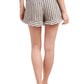 1.STATE Women's Stripe Ruffle Hem Linen Shorts Brown Size 8