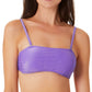California Waves Junior's Metallic Shine Bandeau Bikini Top Swimsuit Purple